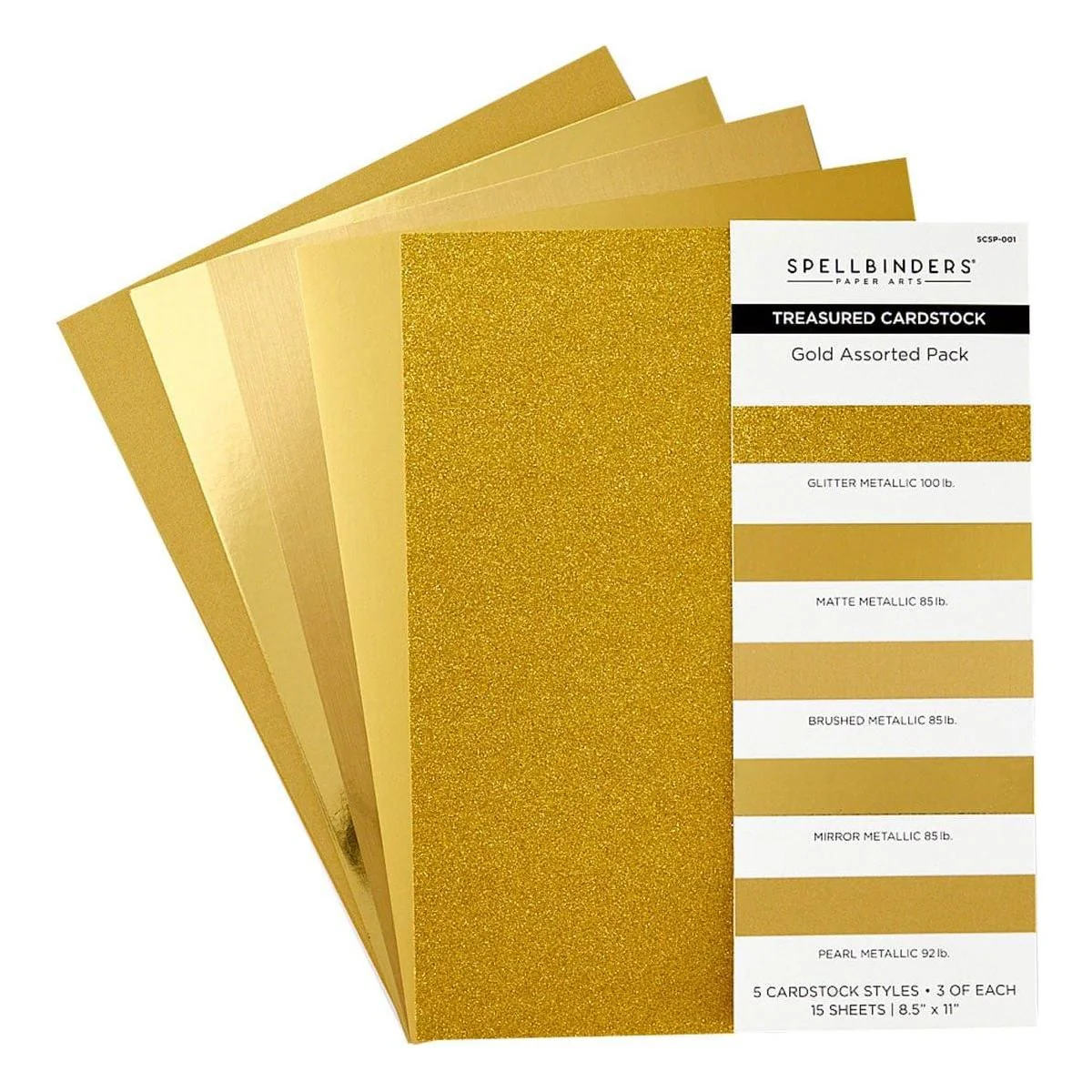 Image of Gold Assortment Treasured Cardstock  8 1/2" x 11 -15 Pack