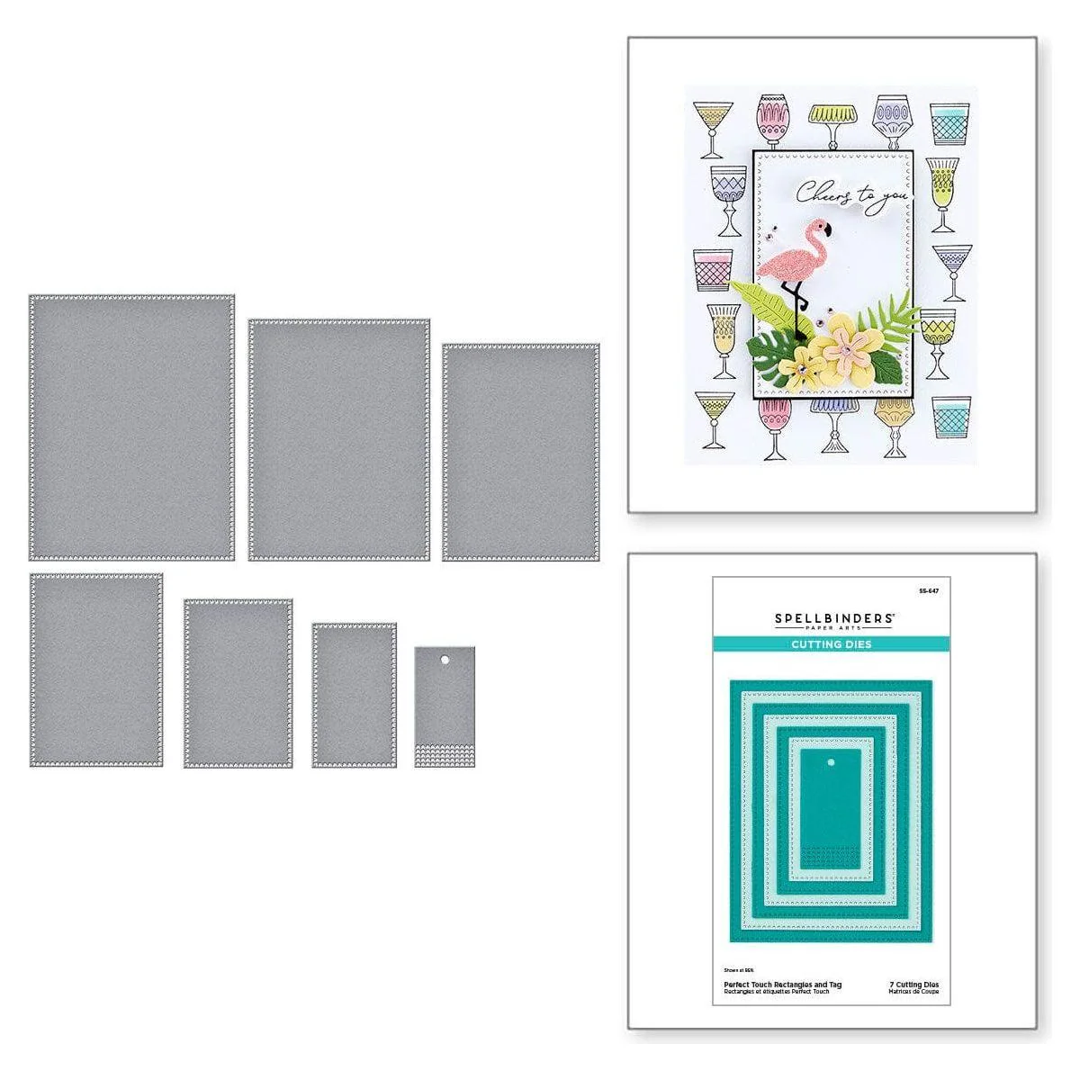Image of Perfect Touch Rectangles and Tag Etched Dies from the Happy Hour Collection