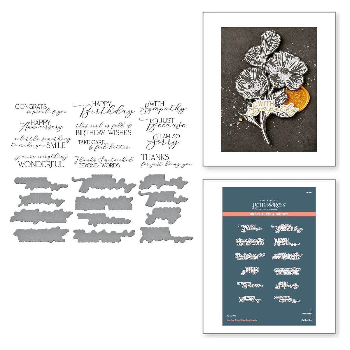 Image of You are Everything Sentiments Press Plate & Die Set from the Pressed Posies Collection
