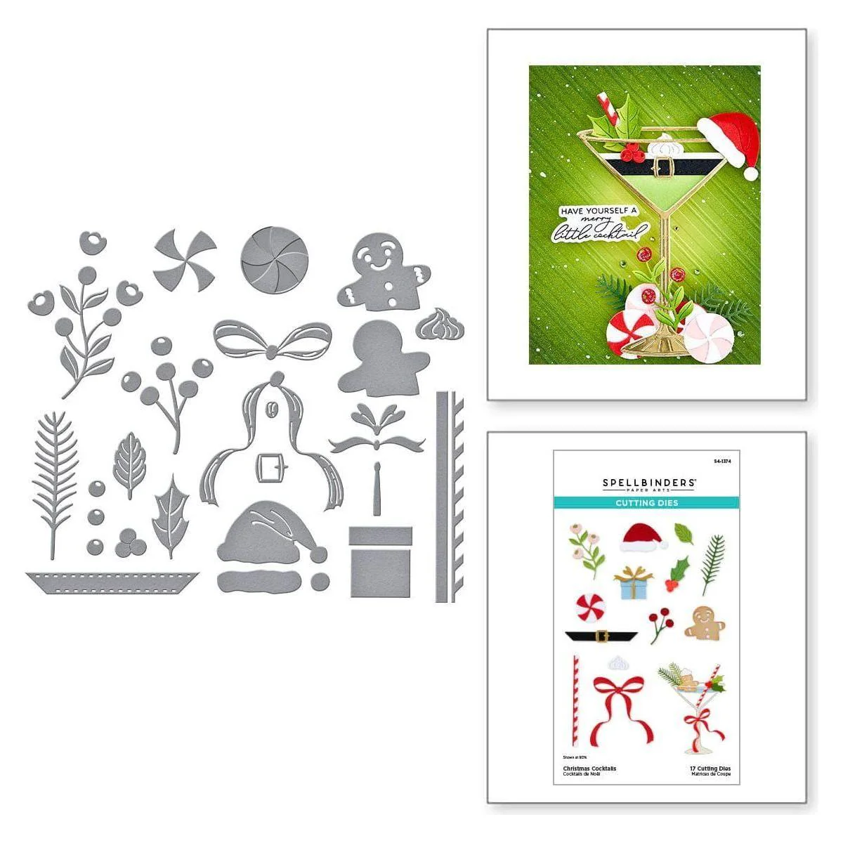 Image of Christmas Cocktails Etched Dies from the Happy Hour Collection