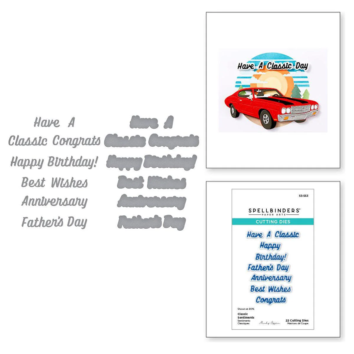 Image of Classic Sentiments Etched Dies from the Classic Road Legends Collection by Mindy Eggen