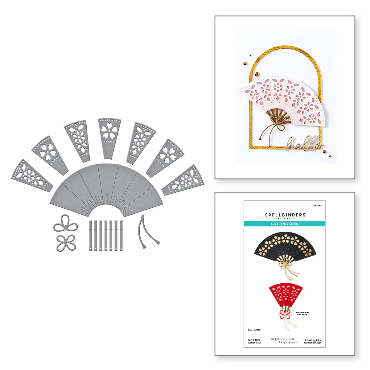 Image of Fan & Bow Etched Dies from the Spring in Kyoto Collection by Alex Syberia Designs