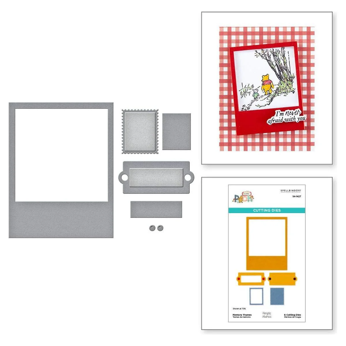 Image of Memory Frames Etched Dies from the Say Cheese Classic Pooh Collection in Collaboration with Simple Stories