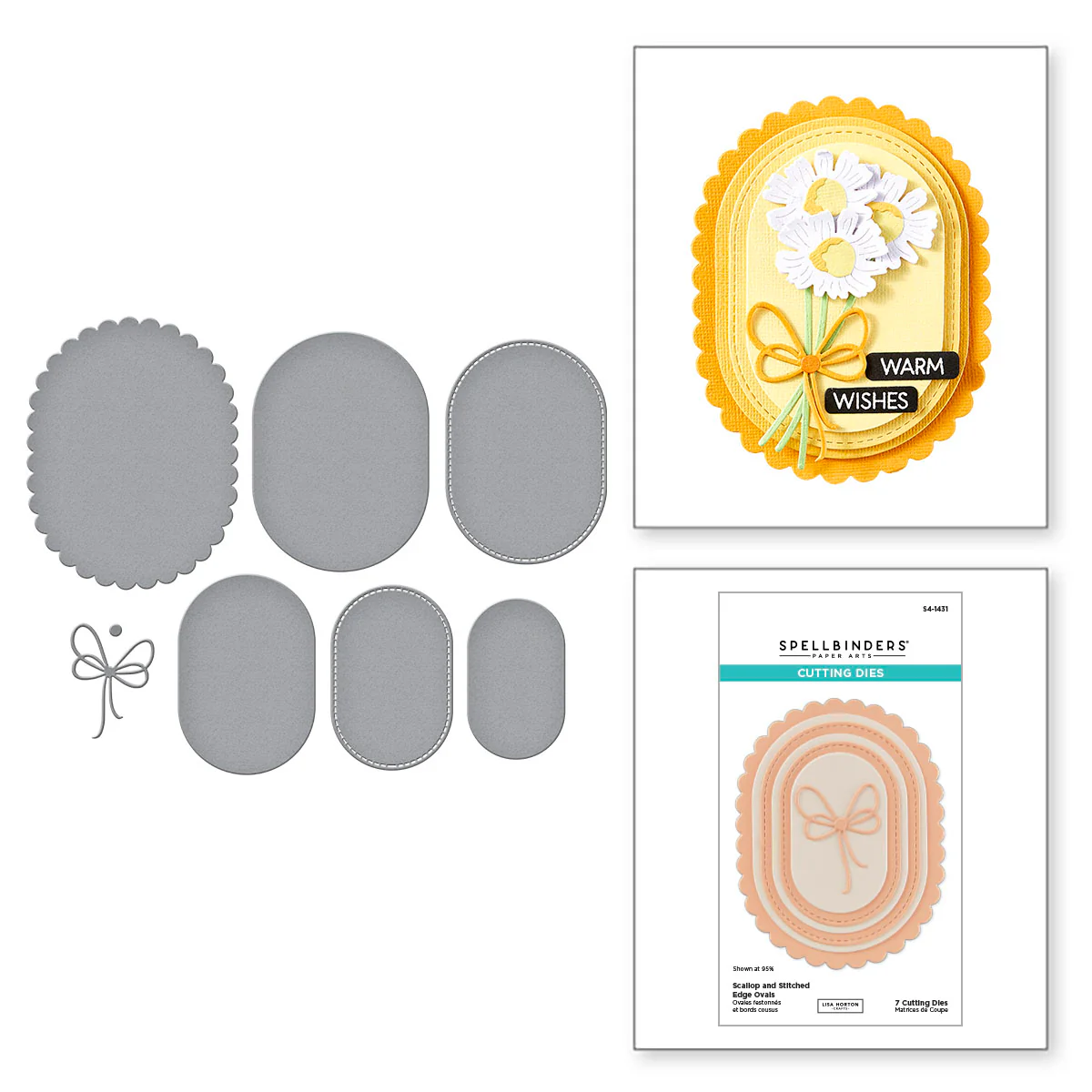 Image of Scallop and Stitched Edge Ovals Etched Dies from the Wildflowers Collection by Lisa Horton
