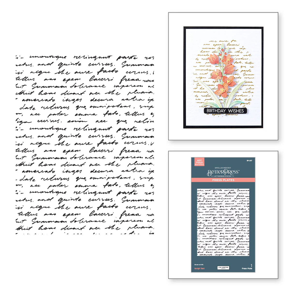 Image of Script Text BetterPress Plate from the Wildflowers Collection by Lisa Horton