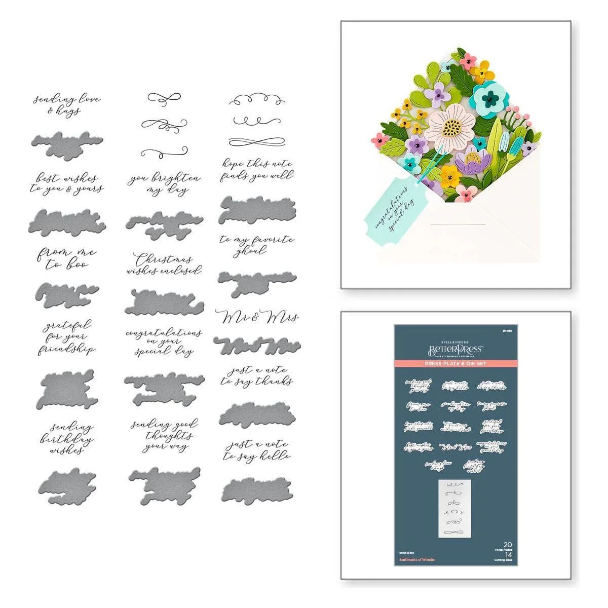 Image of Sentiments of Wonder BetterPress Plate & Die Set from the Envelope of Wonder Collection