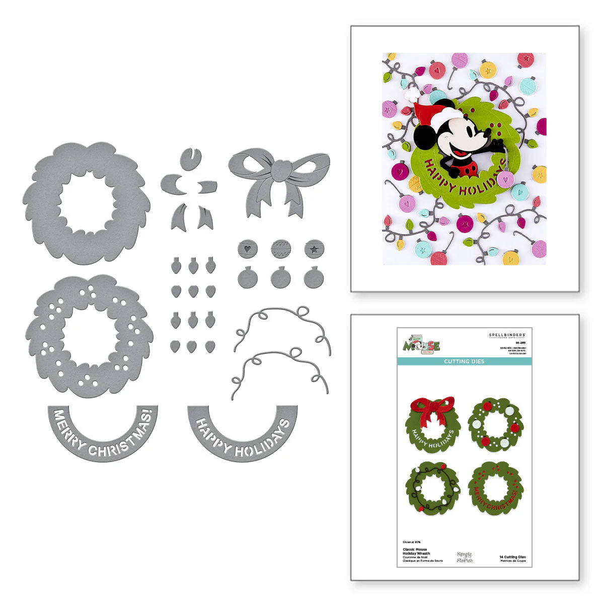 Image of Classic Mouse Holiday Wreath Etched Dies from the Say Cheese Classic Mouse Christmas Collection