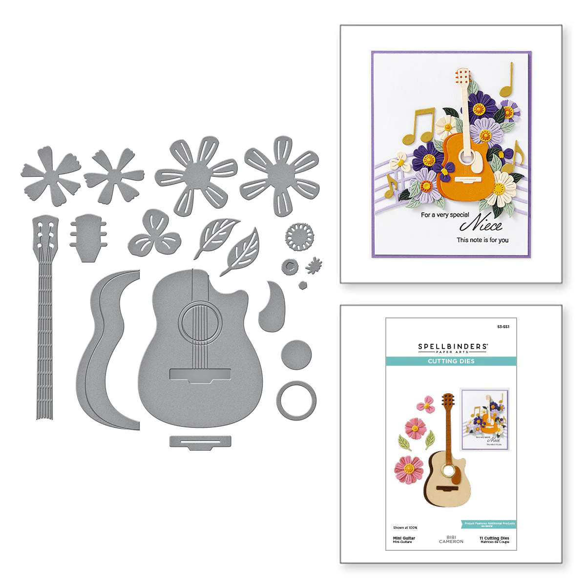 Image of Mini Guitar Etched Dies from the Bibi's Musical Notes Collection by Bibi Cameron