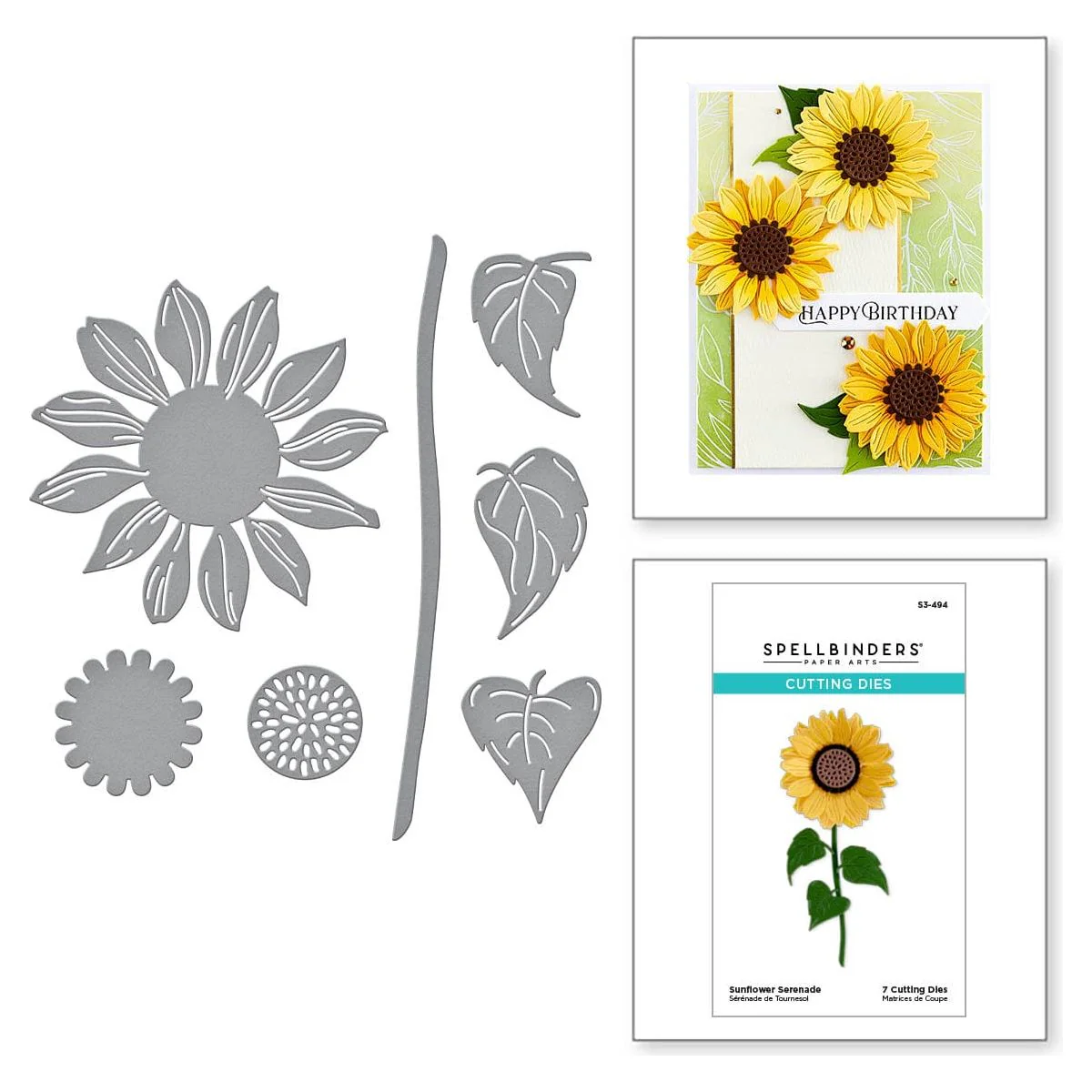 Image of Sunflower Serenade Etched Dies from the Serenade of Autumn Collection