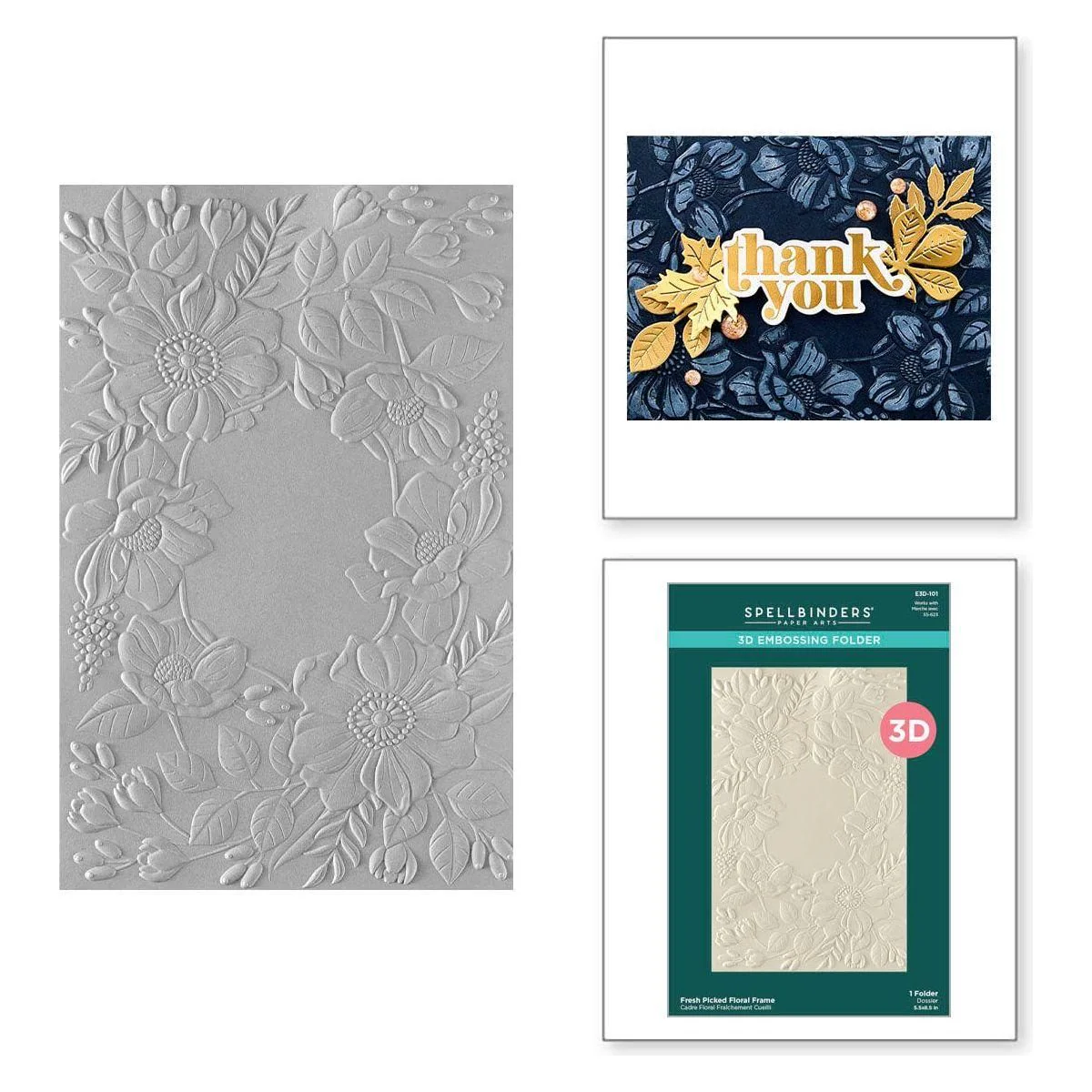 Image of Fresh Picked Floral Frame 3D Embossing Folder from the Woodland Tales Collection