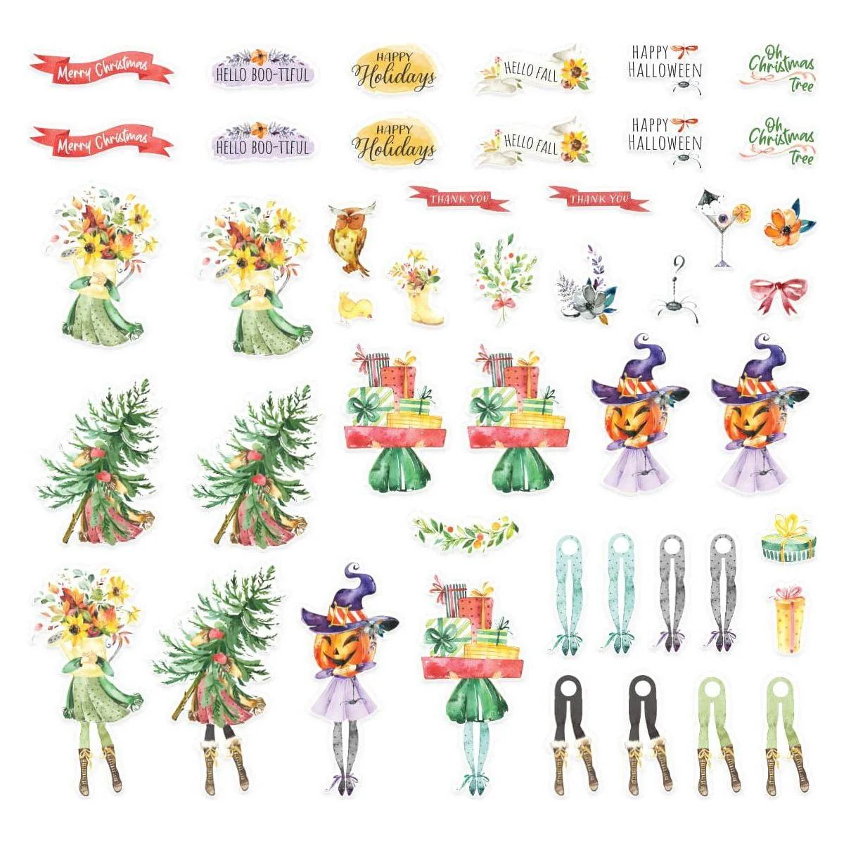 Image of Dancin' Watercolor Holidays Printed Die Cuts from the Dancin' Watercolor Collection