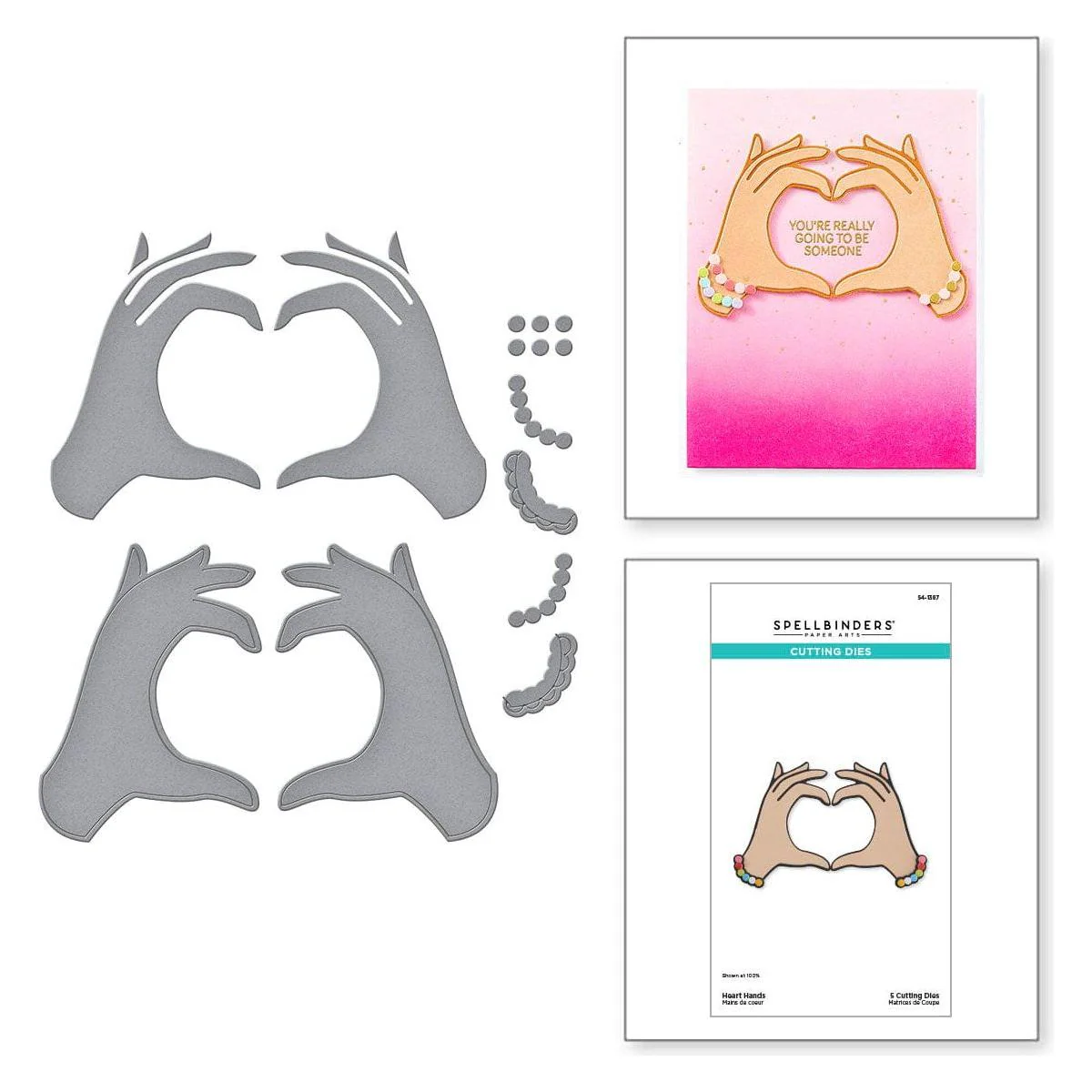 Image of Heart Hands Etched Dies from the Beads of Friendship Collection