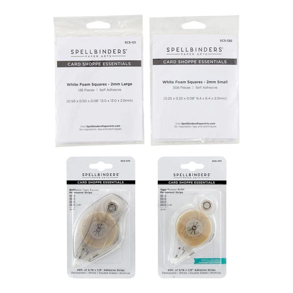 Image of Adhesives Bundle - Tape Runner, Refill Strips, Small & Medium White Foam Squares