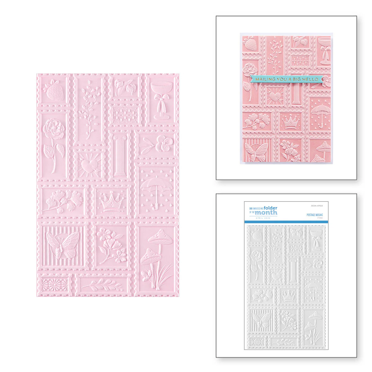 Image of Postage Mosaic -  3D Embossing Folder of the Month