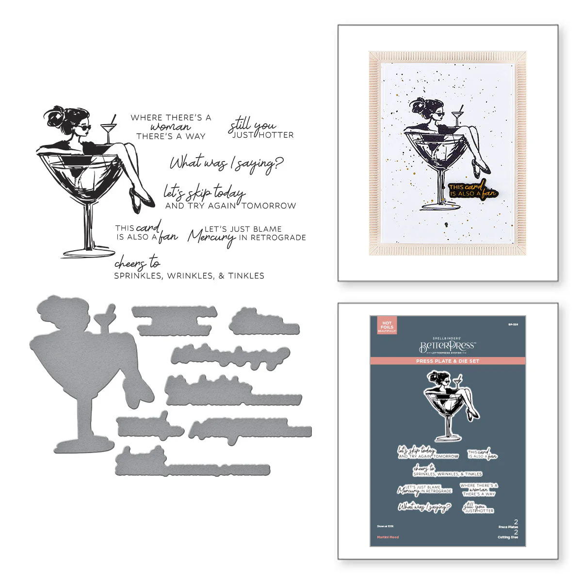 Image of Martini Mood BetterPress Plate & Die Set from the Happier Hour Collection
