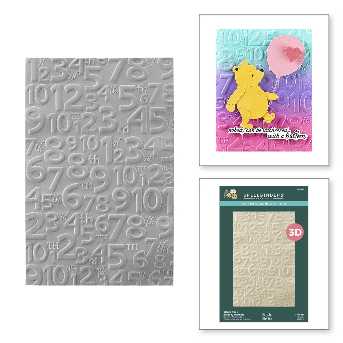 Image of Classic Pooh Birthday Numbers 3D Embossing Folder from the Say Cheese Classic Pooh Birthday Collection