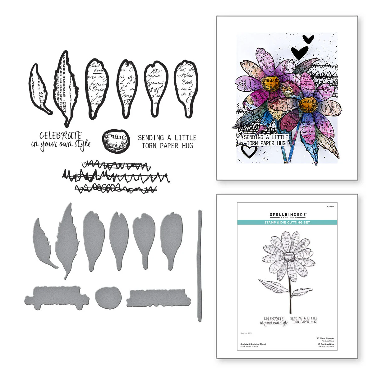 Image of Sculpted Scripted Floral Clear Stamp & Die Set from the Beautifully Imperfect Collection