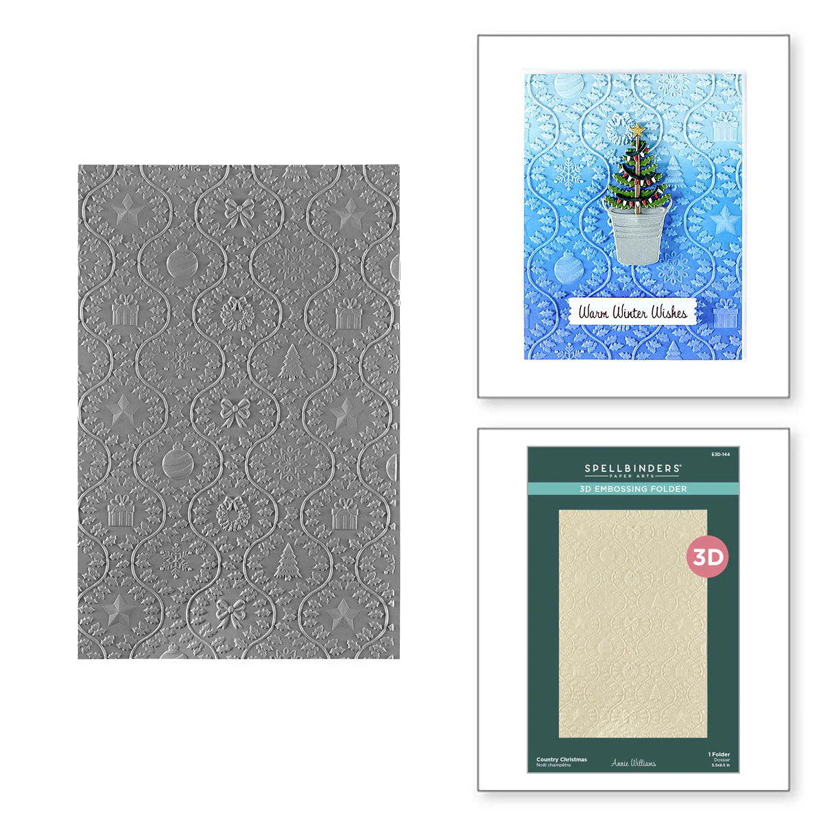Image of Country Christmas 3D Embossing Folder from the Country Christmas Collection by Annie Williams
