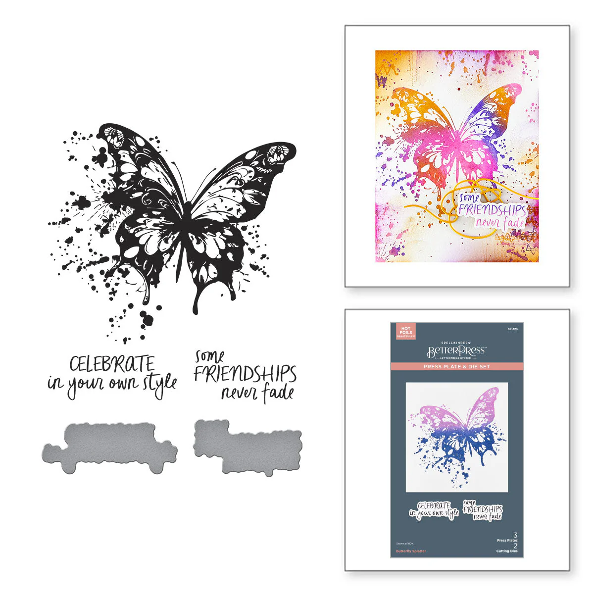 Image of Butterfly Splatter BetterPress Plate & Die Set from the Beautifully Imperfect Collection