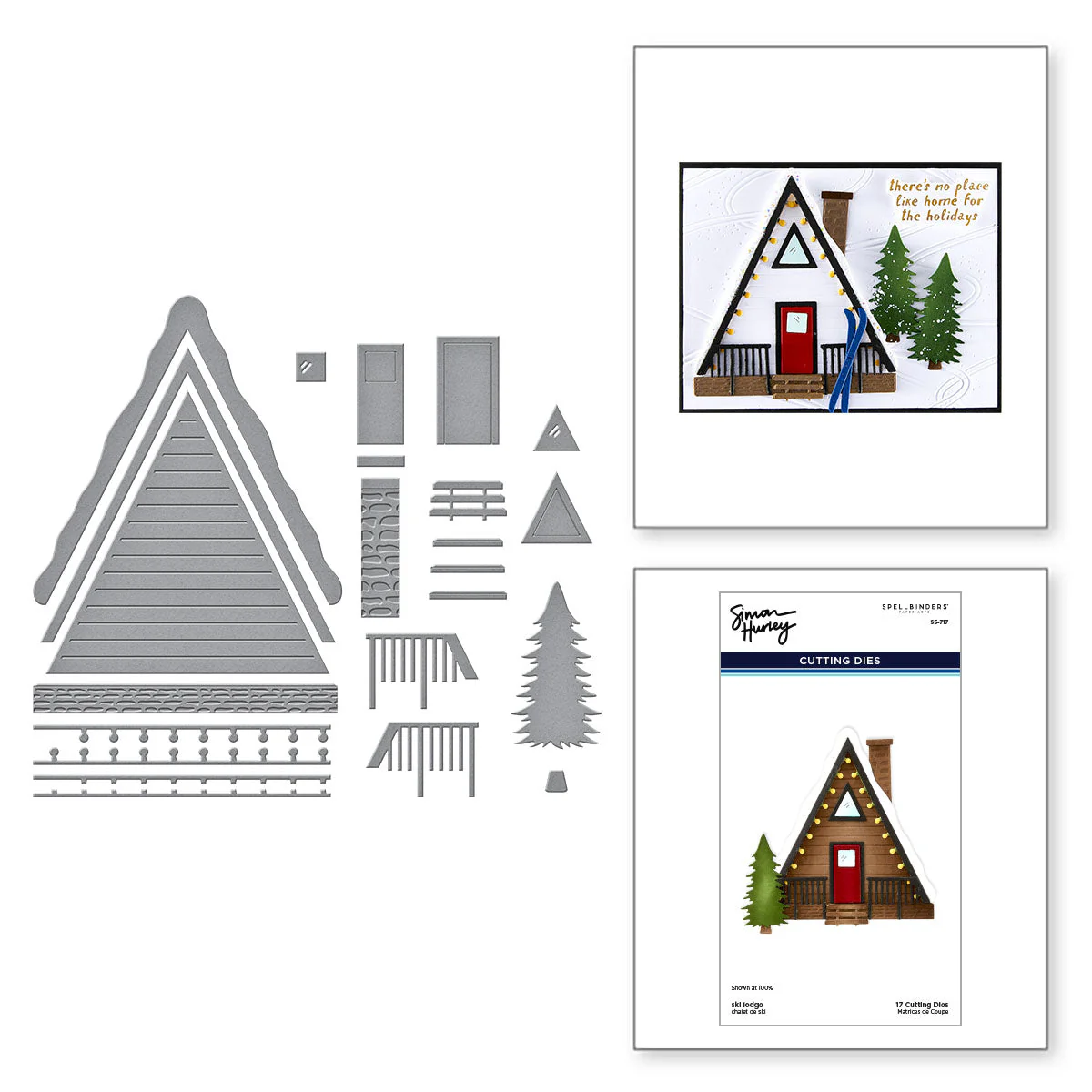Image of Ski Lodge Etched Dies from the Ski-son's Greetings Collection by Simon Hurley