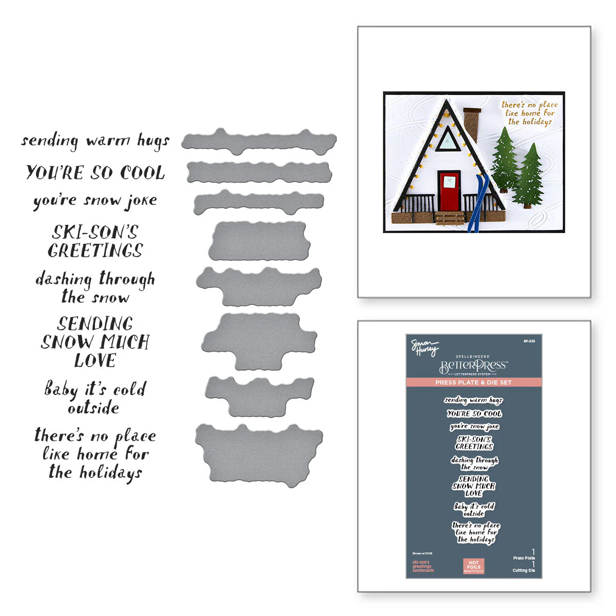 Image of Ski-son's Greetings Sentiments BetterPress Plate & Die Set from the Ski-son's Greetings Collection by Simon Hurley