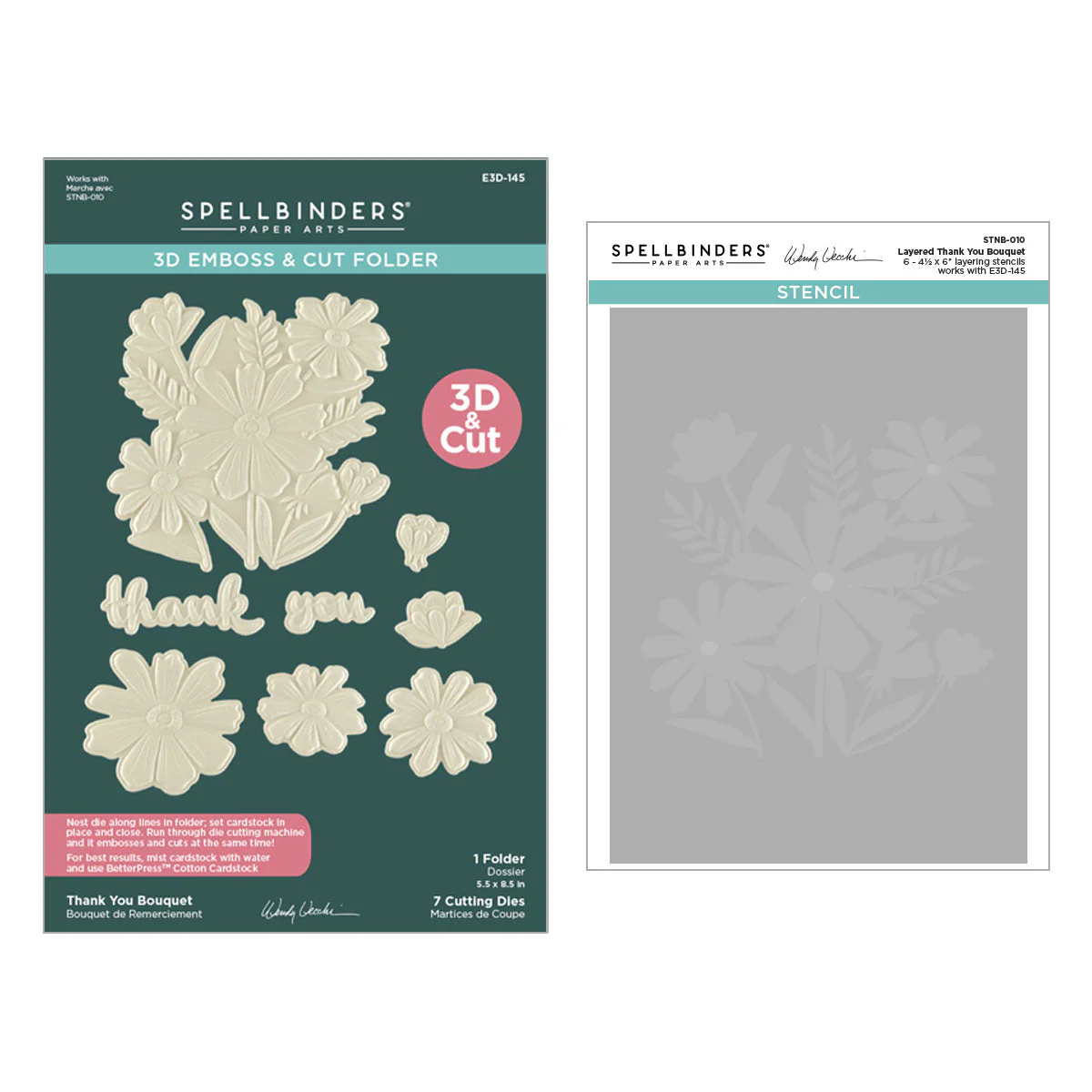 Image of Thank You Bouquet 3D Folder and Stencil Bundle from the Tabbed Classics Collection by Wendy Vecchi