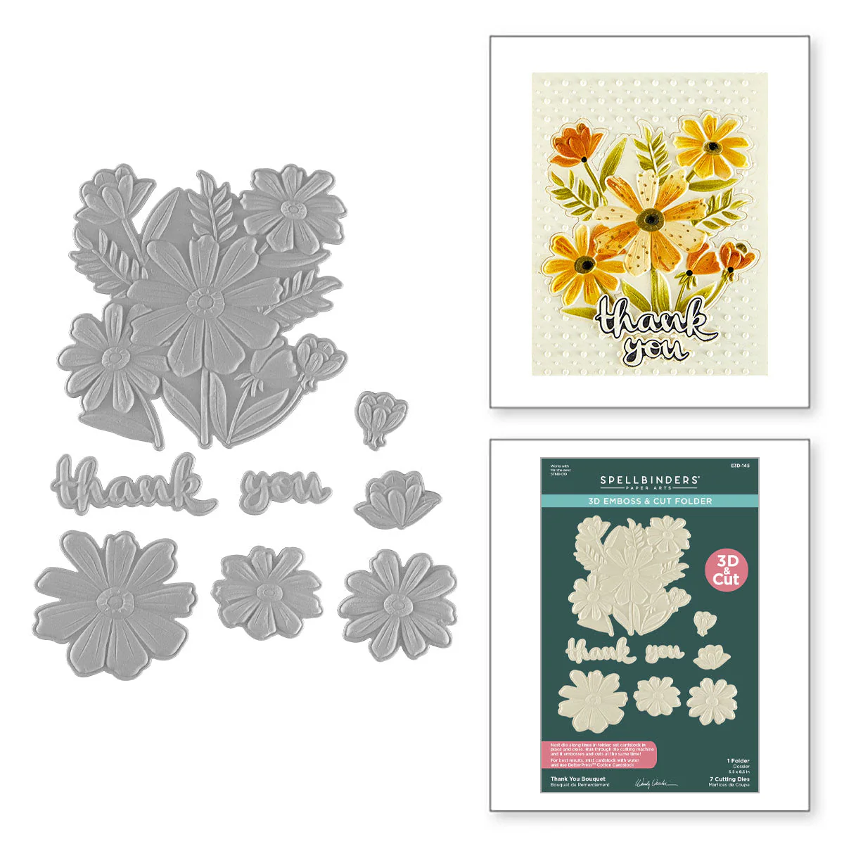 Image of Thank You Bouquet 3D Emboss & Cut Folder from the Tabbed Classics Collection by Wendy Vecchi