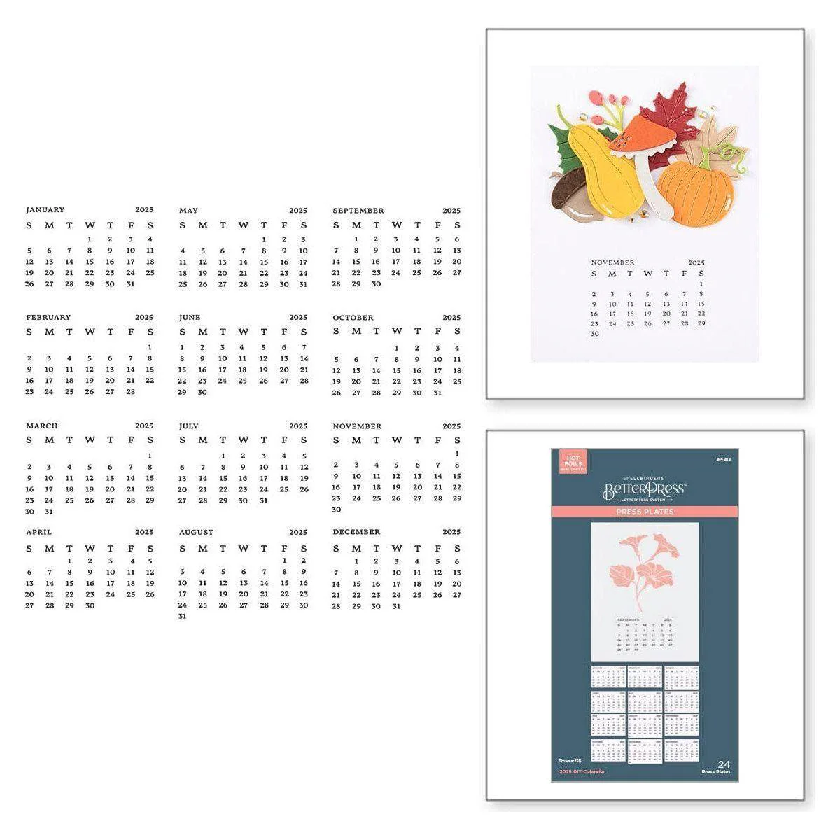 Image of 2025 DIY Calendar Press Plates from the Florals Through the Year Collection