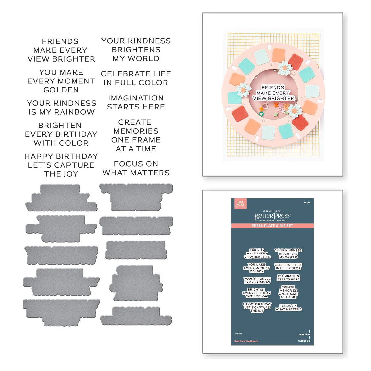 Image of Reel Color Sentiments BetterPress Plate & Die Set from the Take Note Collection