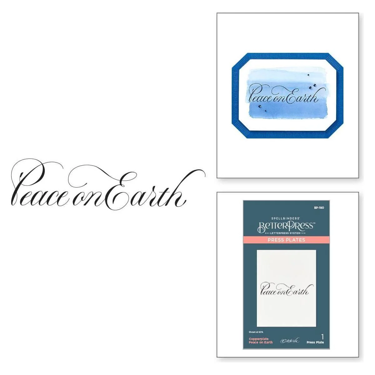 Image of Exclusive Copperplate Peace on Earth Press Plate from the Copperplate Holiday Sentiments Collection by Paul Antonio