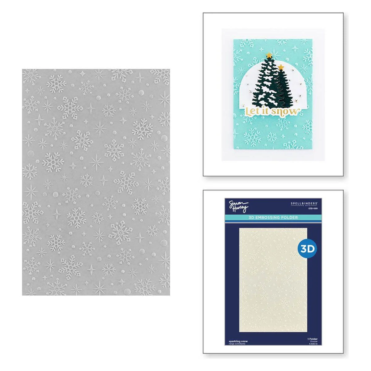 Image of Sparkling Snow 3D Embossing Folder from the Simon's Snow Globes Collection by Simon Hurley