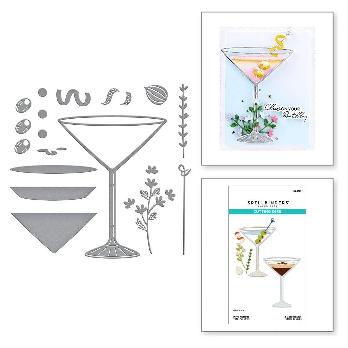 Image of Olive Martinis Etched Dies from the Happy Hour Collection