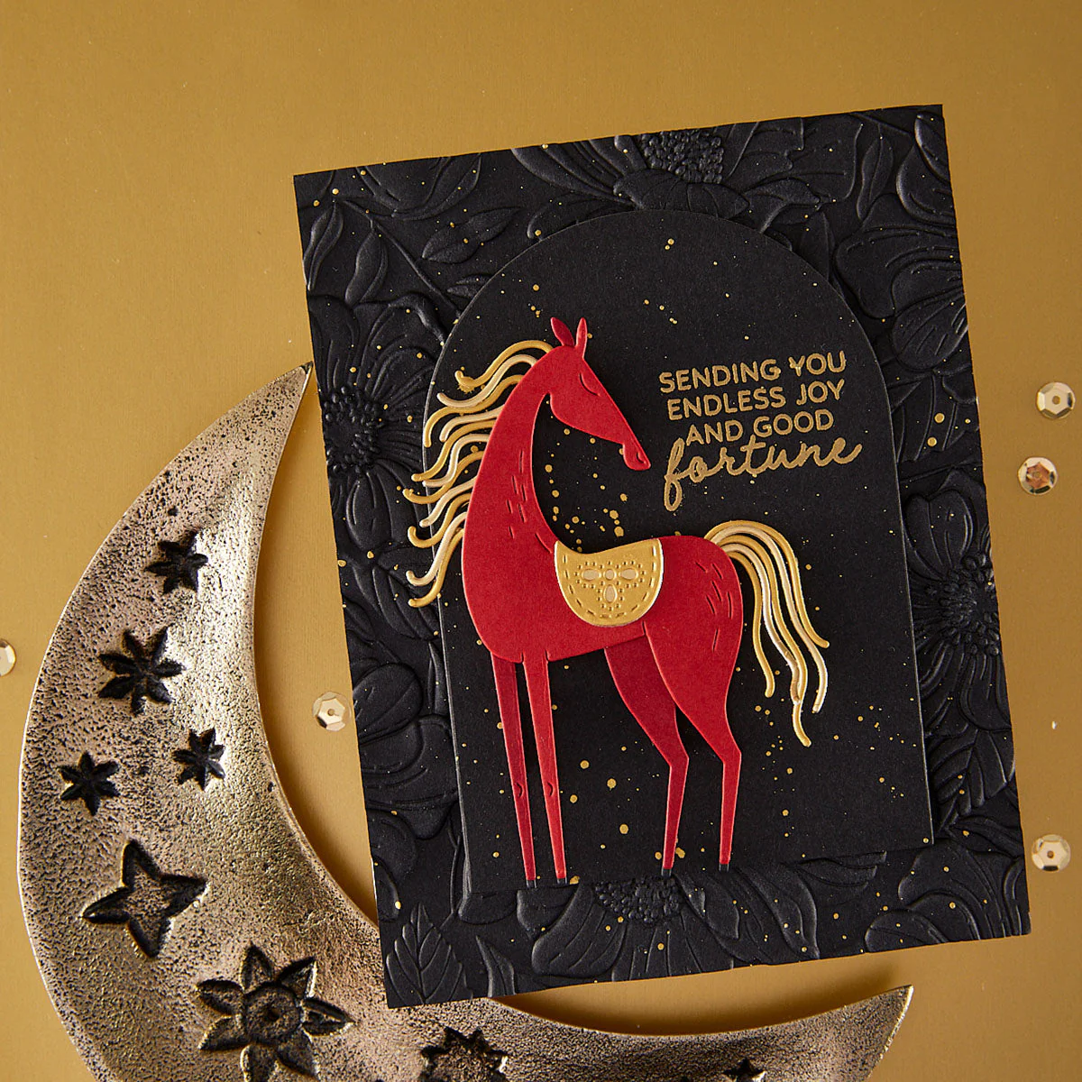 Image of Good Fortune Horse Clear Stamp & Die Set
