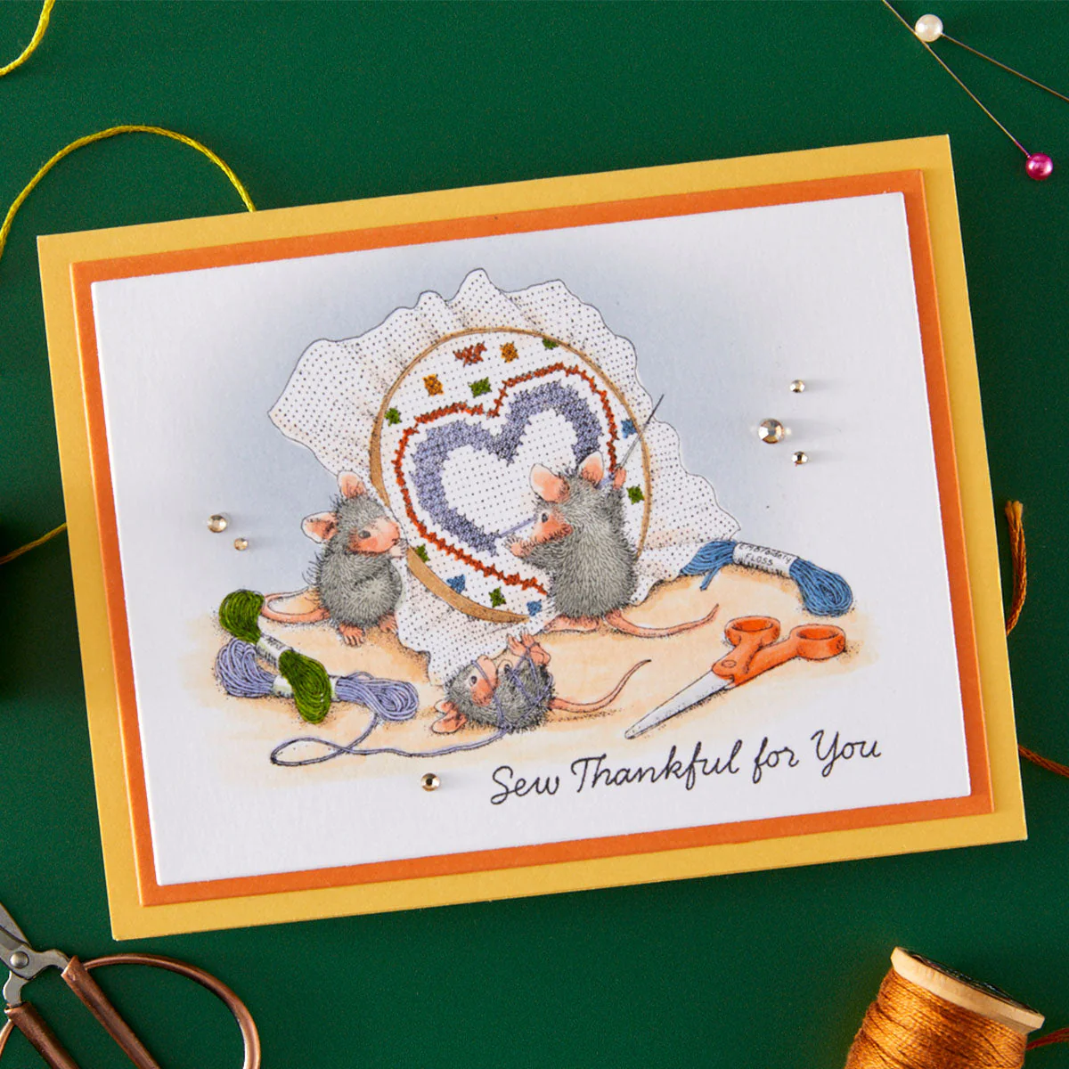 Image of Stitched with Love Cling Rubber Stamps by House-Mouse