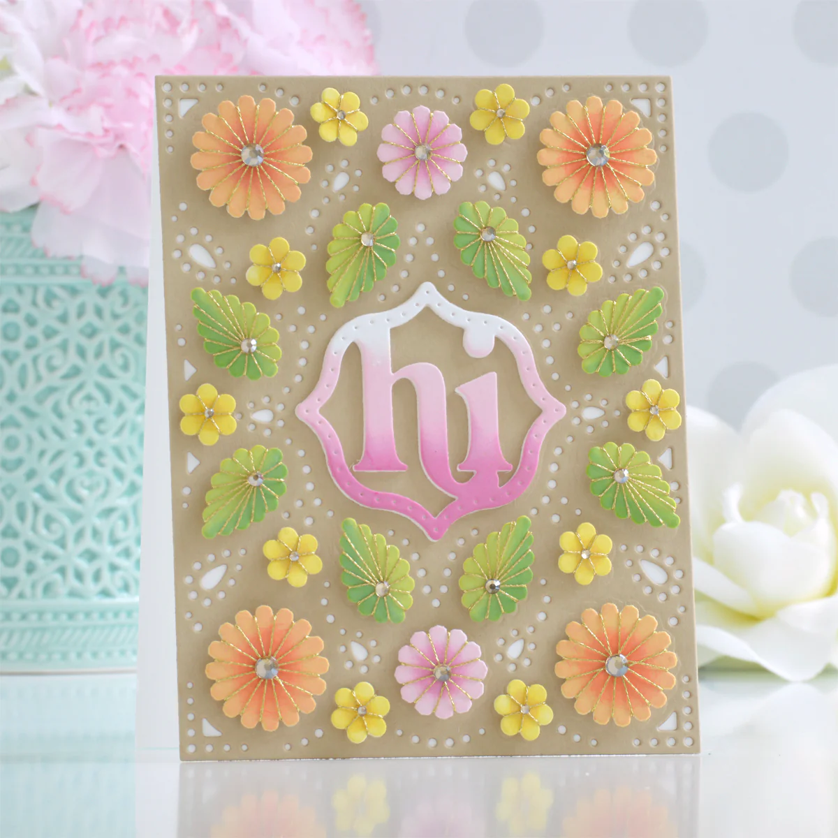 Image of Stitched Floral Card Front- Stitching Die of the Month