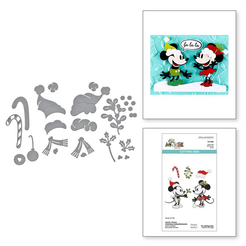 Image of Classic Mouse Christmas Embellishments Etched Dies