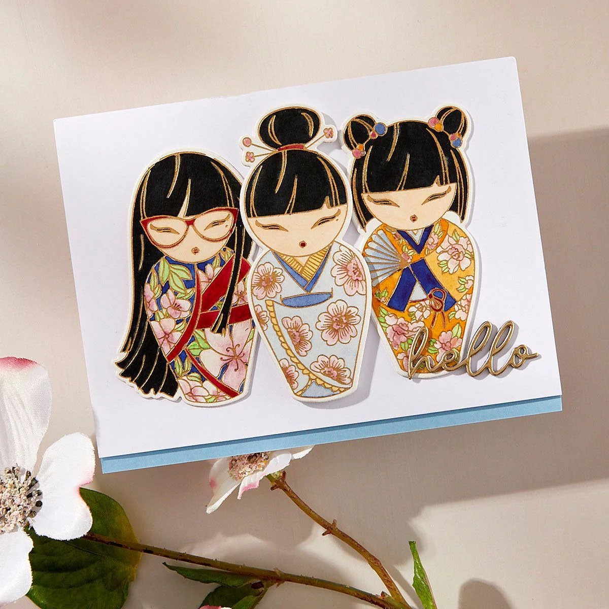 Image of Kokeshi Dolls BetterPress Plate & Die Set by Alex Syberia Designs
