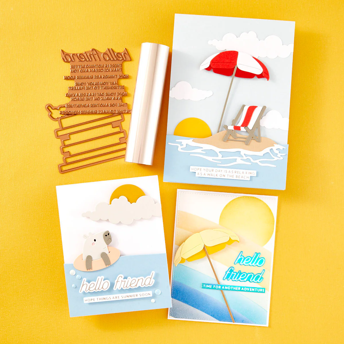Image of Summertime Sentiments - Glimmer Hot Foil Kit of the Month (Plates & Die Only)