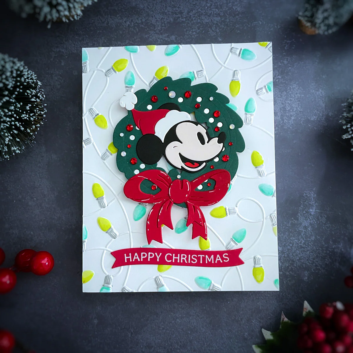 Image of Classic Mouse Holiday Wreath Etched Dies