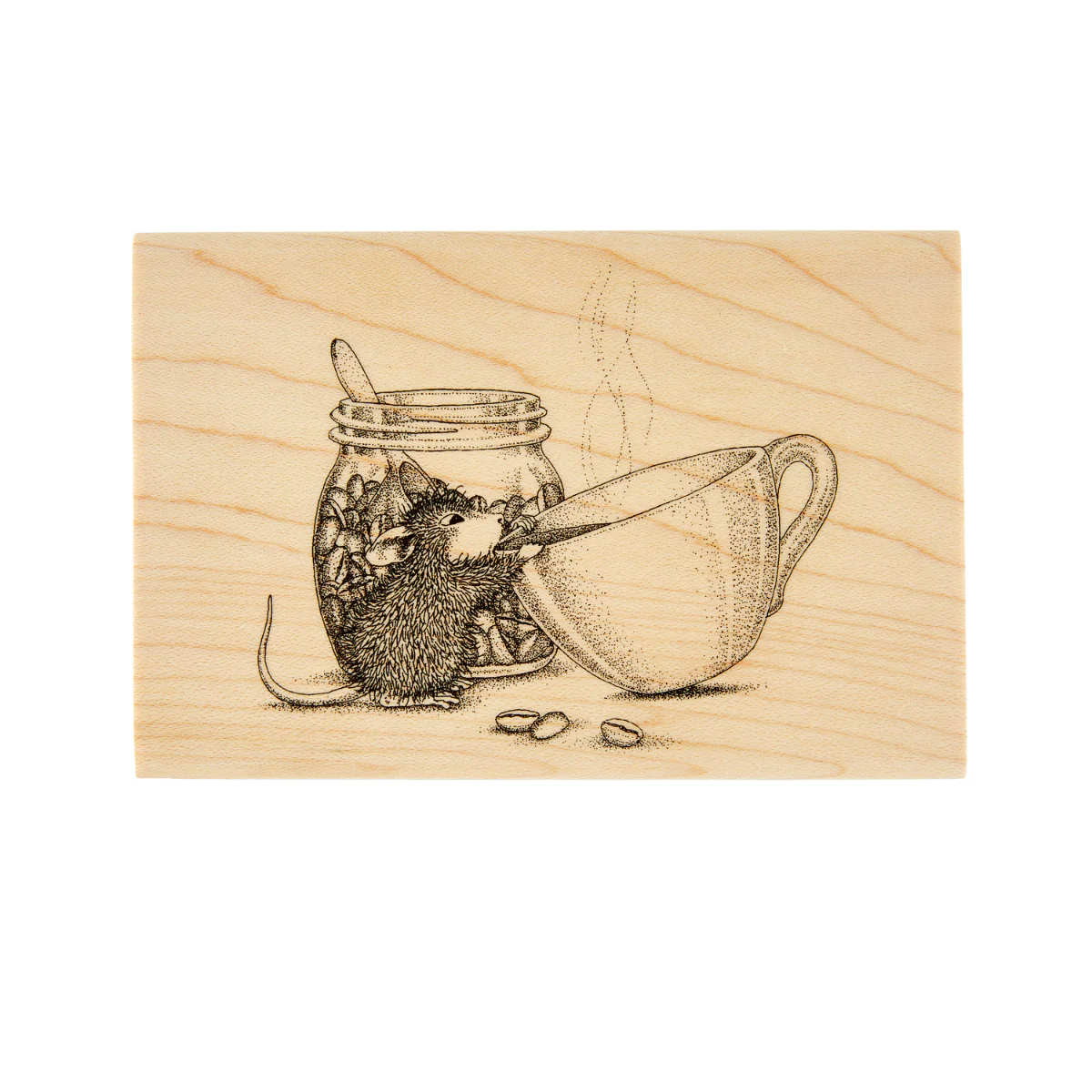 Image of House-Mouse Brew-tiful Day Wood Mount Stamp