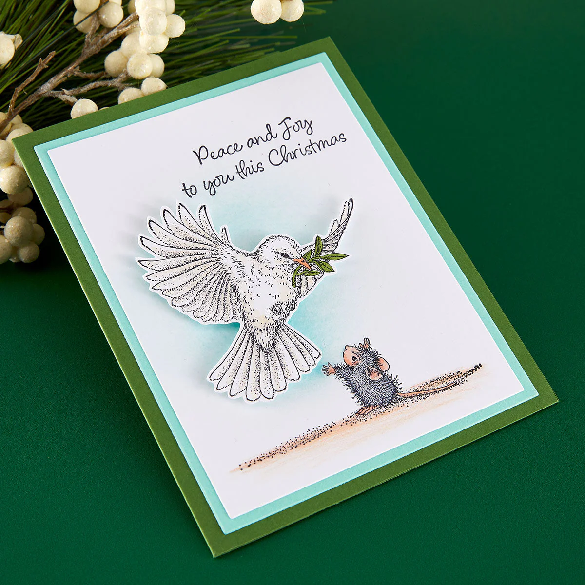 Image of House-Mouse Sending Peace Cling Rubber Stamp Set