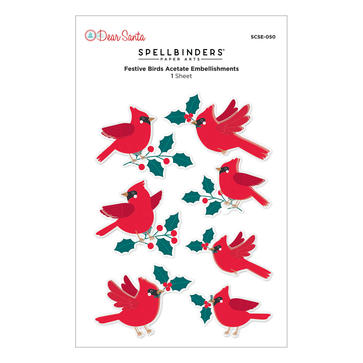 Image of Dear Santa Festive Birds Dimensional Stickers