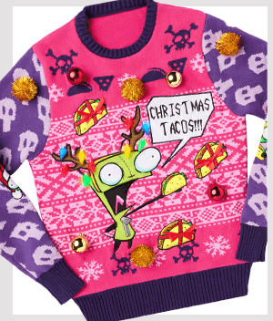 Light-Up Christmas Tacos Christmas Sweater - Invader Zim