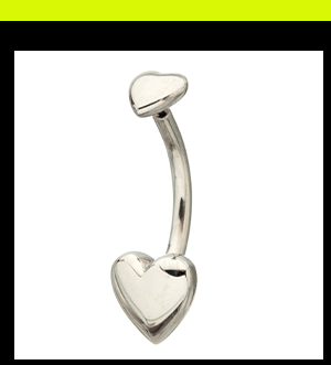 ASTM F-136 Titanium Basic Heart Belly Ring - 14 Gauge