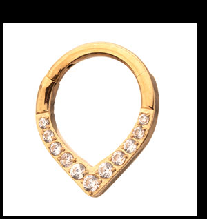 ASTM F-136 Titanium CZ Goldtone Septum Ring