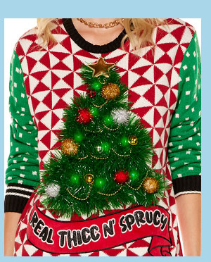 Light Up Thicc N Sprucy Christmas Sweater
