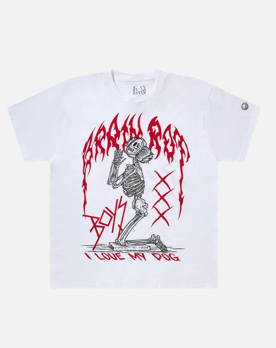 The Boys I Love My Dog Praying Skeleton T Shirt