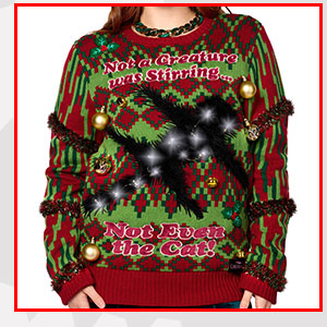 Light-Up National Lampoon's Christmas Vacation Cat Christmas Sweater