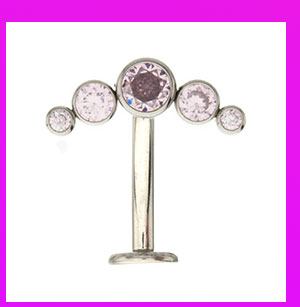 ASTM F-136 Titanium Round CZ Flat Belly Ring - 14 Gauge