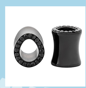 Black CZ Teardrop Tunnels